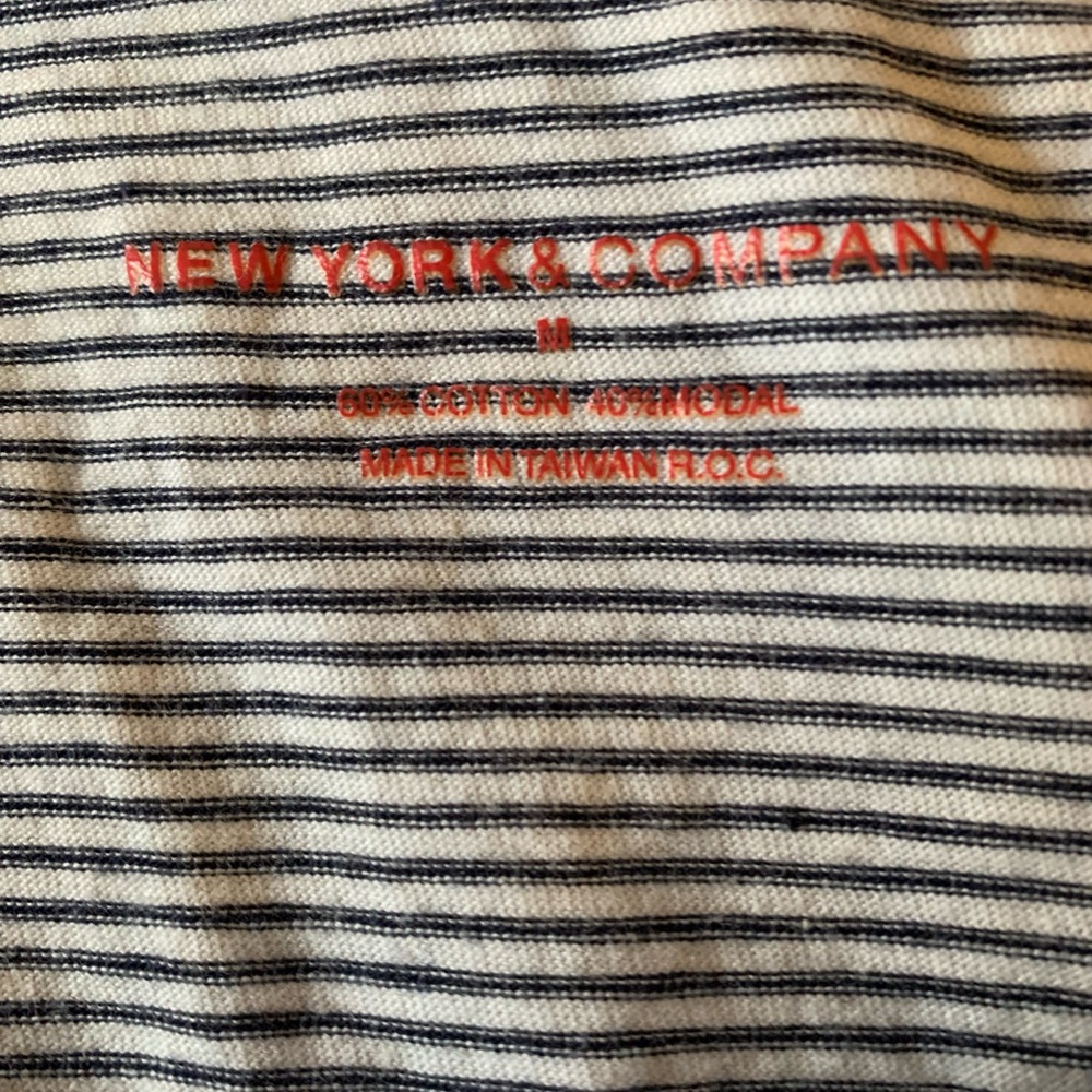 New York & Company Navy Striped Top